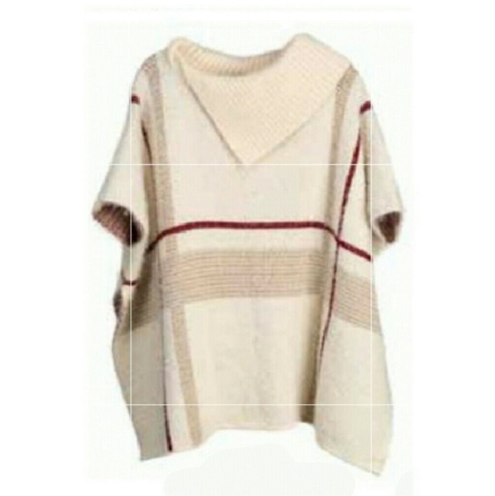 Arianna By‎ Howard's Rib Knit Collar Poncho Ivory